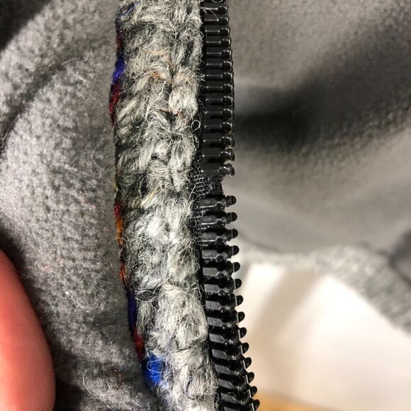 KYBER OUTERWEAR 100% Wool Handmade Textured Chunky Knit Zip Cardigan Jacket Sz L - Picture 14 of 15